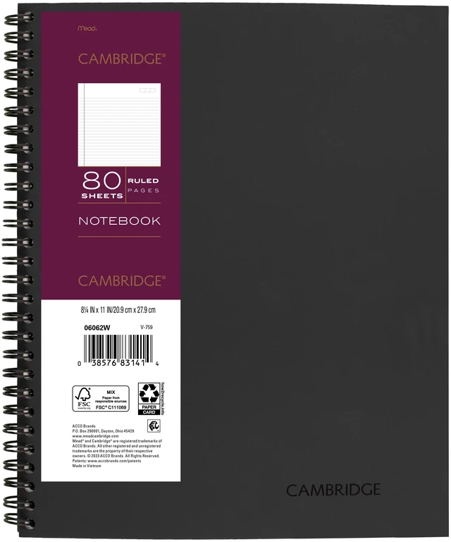 Alt view image 5 of 7 - Cambridge Wirebound Legal Ruled Notebook, 80 Sheets, 8.25" x 11", Gray