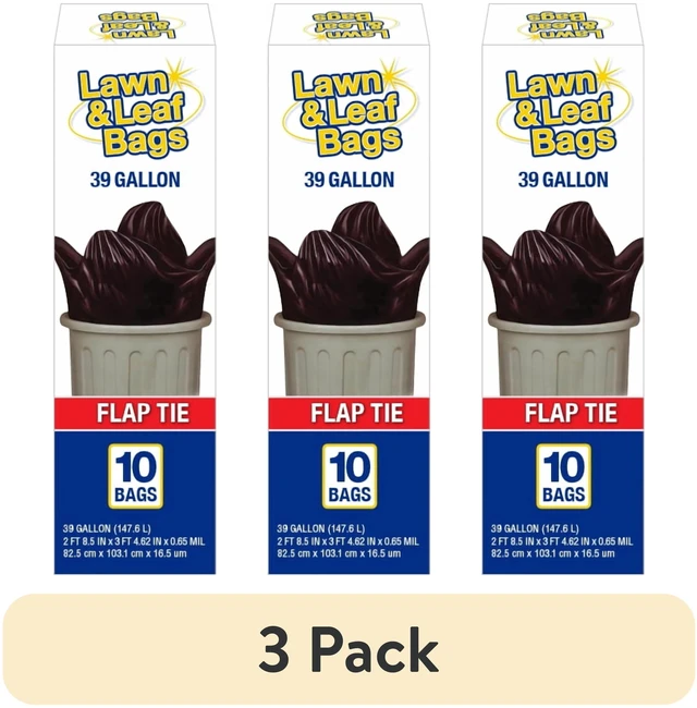 Main image of 3-Pack Basic Lawn & Leaf Trash Bags, Flap Tie, 39 Gallon, 10 Bags