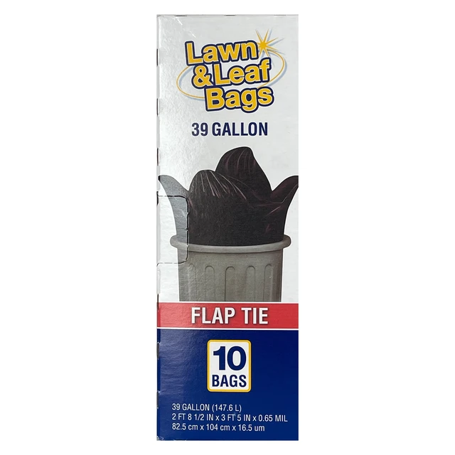 Alt view image 2 of 7 - 3-Pack Basic Lawn & Leaf Trash Bags, Flap Tie, 39 Gallon, 10 Bags
