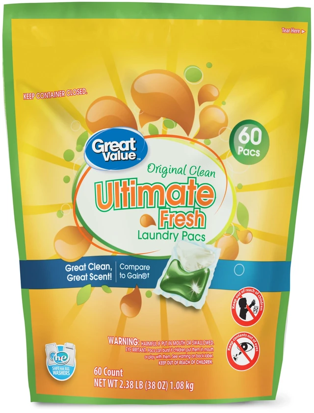 Main image of Great Value Ultimate Fresh Laundry Pacs Original Clean 60 Count