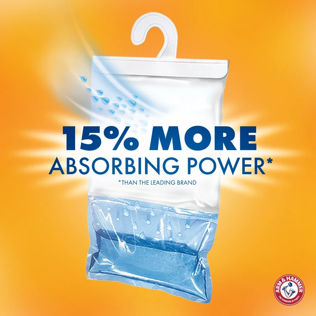 Alt view image 4 of 5 - Arm & Hammer Moisture Absorber Hanging Bag 16 oz 2-Pack Clean Burst