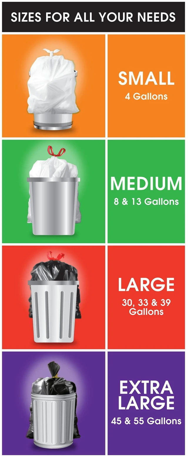 Alt view image 4 of 6 - 30 Gallon 40 Count Great Value Multi-Purpose Drawstring Trash Bags