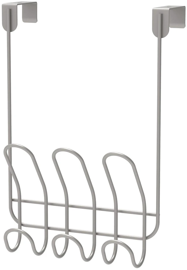 Main image of Mainstays Over-the-Door 3-Hook Rack, Satin Nickel, 6 Hooks