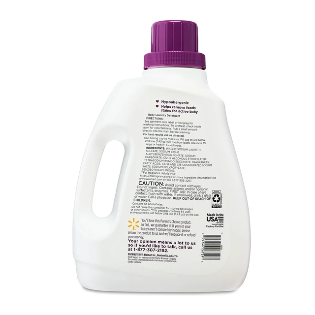 Alt view image 6 of 6 - Parent's Choice Baby Laundry Detergent 92 fl oz 64 Loads