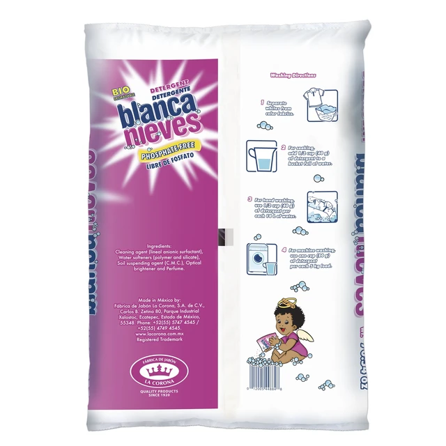 Alt view image 6 of 6 - 3 Pack Blanca Nieves Laundry Detergent, Powder Cleanser with Anionic Surfactant, Safe for Colors & Whites, 70.54oz