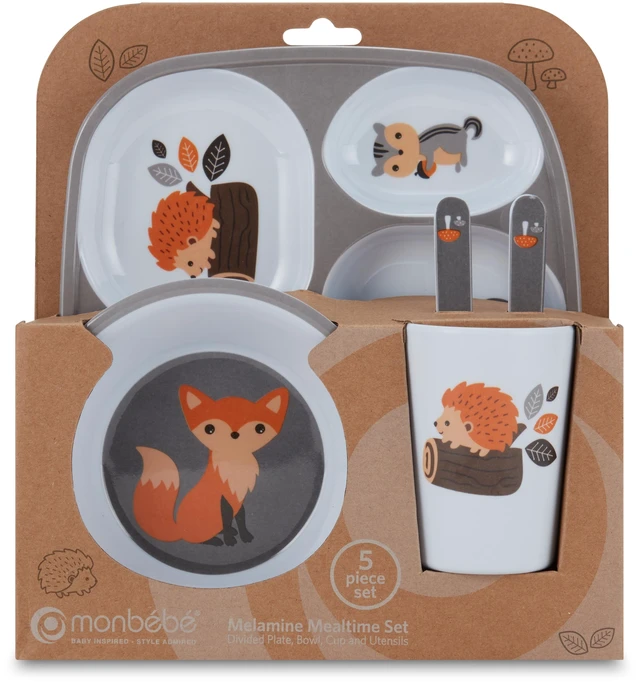 Alt view image 3 of 6 - Monbebe Kids Mealtime Set 5-Piece Woodland
