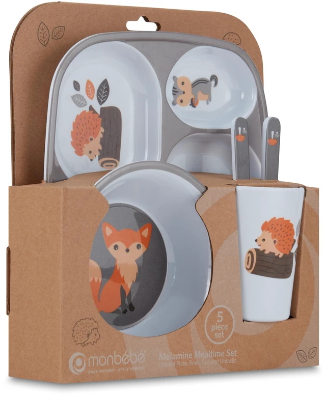 Alt view image 5 of 6 - Monbebe Kids Mealtime Set 5-Piece Woodland