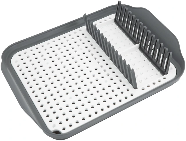Main image of Kitchen Details 2 Tone Self Draining Dish Rack, 16" L, Gray