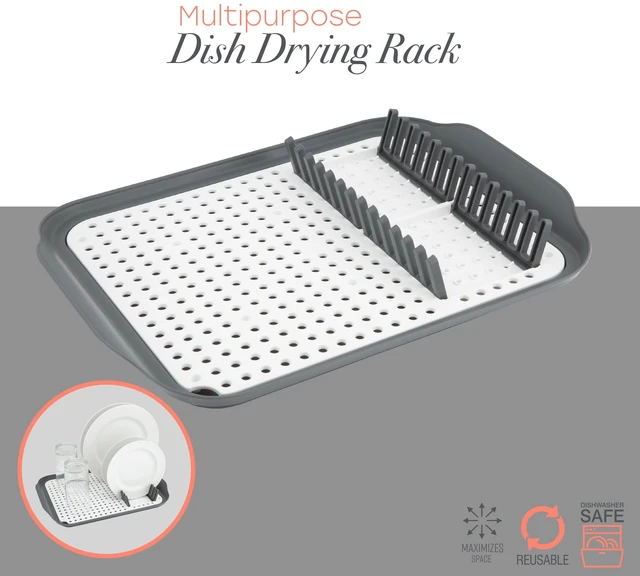 Alt view image 5 of 6 - Kitchen Details 2 Tone Self Draining Dish Rack, 16" L, Gray