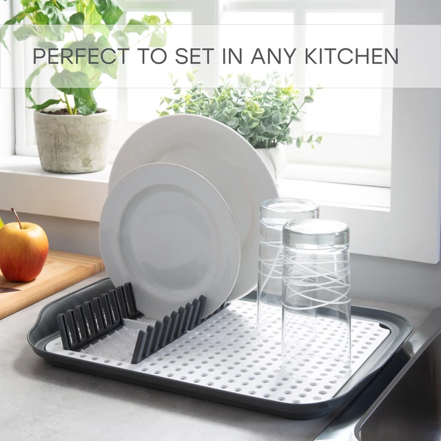 Alt view image 6 of 6 - Kitchen Details 2 Tone Self Draining Dish Rack, 16" L, Gray