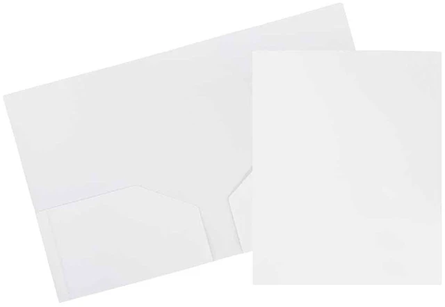Main image of JAM Paper Heavy Duty Plastic 2 Pocket School Folders, White, 3/Pack