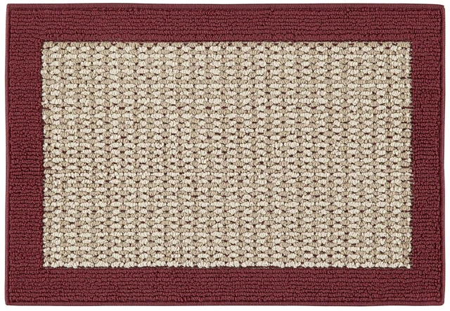Main image of 1'8"x2'6" Mainstays Farmhouse Faux Sisal Olefin Red Border Indoor Accent Rug