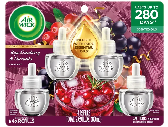 Main image of Air Wick Plug-In Fall Scented Oil Warmer Refills, Ripe Cranberry & Currants, 4 Count