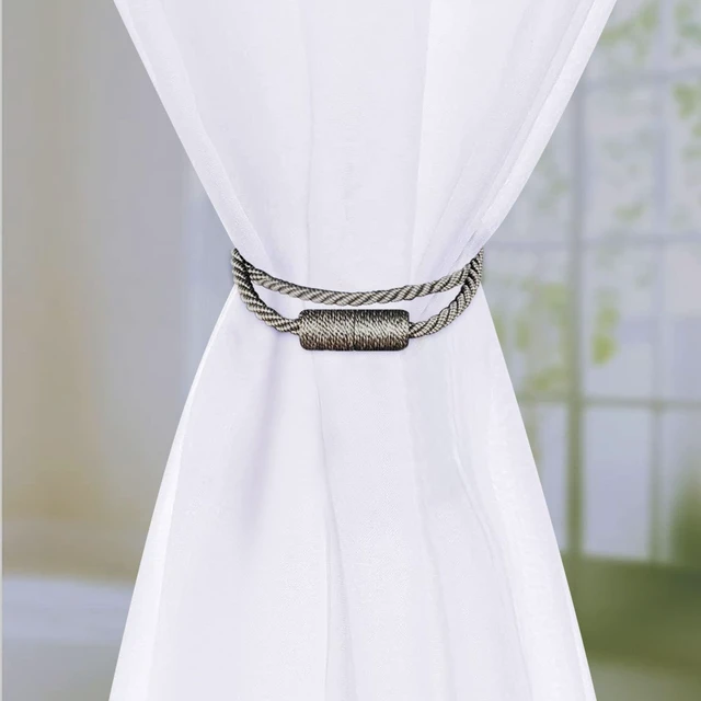 Alt view image 6 of 6 - Mainstays 2-Pack Magnetic Curtain Tiebacks, 18 Inch, Gray