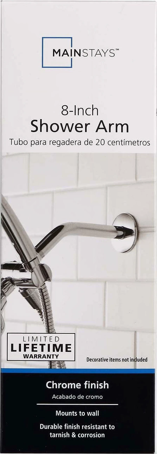 Alt view image 2 of 6 - Mainstays 8in Chrome Shower Arm with Flange
