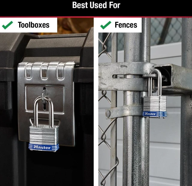 Alt view image 5 of 5 - Master Lock Laminated Steel 1-9/16in (40mm) Padlock with Key, 1-1/2in (38mm) Shackle