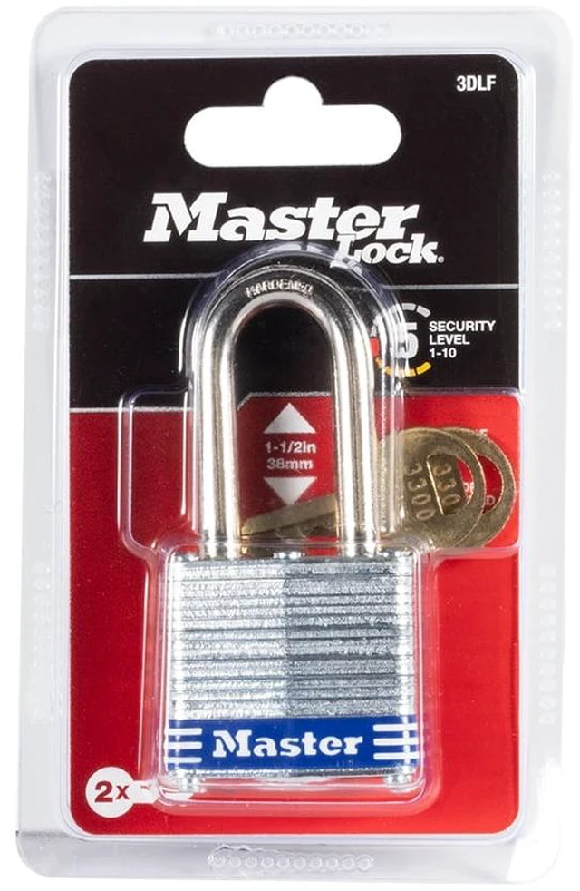Alt view image 4 of 5 - Master Lock Laminated Steel 1-9/16in (40mm) Padlock with Key, 1-1/2in (38mm) Shackle