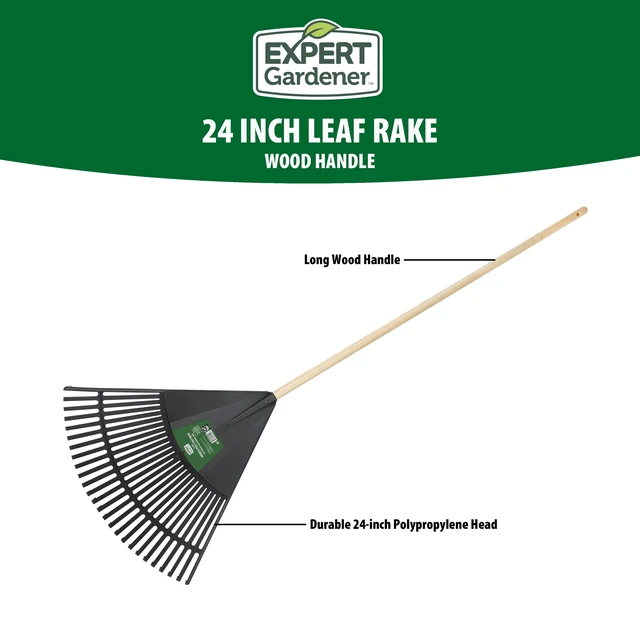 Alt view image 4 of 6 - Expert Gardener 24-Inch Poly Leaf Rake with Wood Handle
