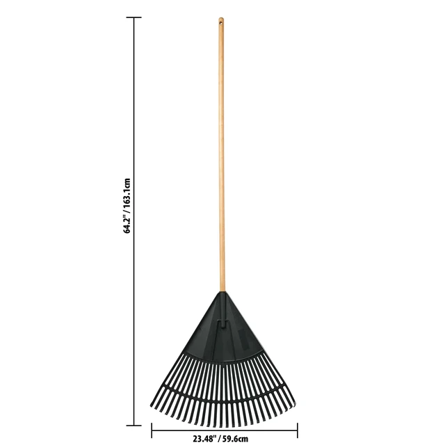 Alt view image 6 of 6 - Expert Gardener 24-Inch Poly Leaf Rake with Wood Handle