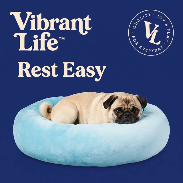 Alt view image 2 of 6 - Vibrant Life Small Squishy Cuddler Pet Bed, Blue, 17in
