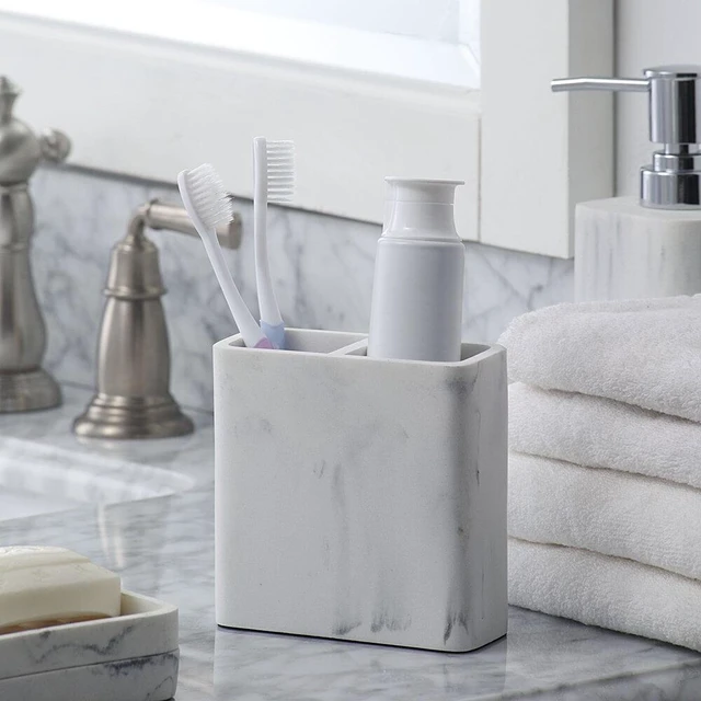 Main image of Better Homes & Gardens Faux Marble Toothbrush Holder, White