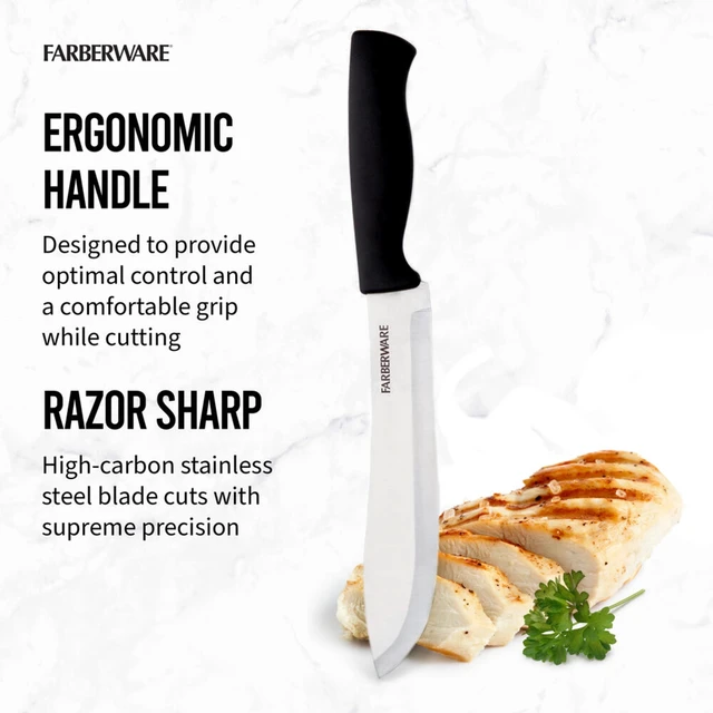 Alt view image 3 of 6 - Farberware EdgeKeeper 7-Inch Butcher Knife with Self-Sharpening Blade Cover, Black