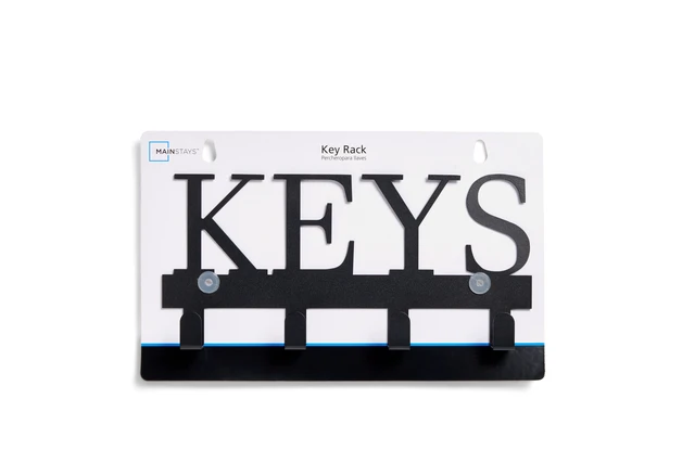 Alt view image 4 of 5 - Mainstays 10-Inch Shelf Mail and Key Wall Mount Rack Organizer with 4 Key Hooks for Leashes and Keychains, 2 lbs Capacity, Black, 1 Pack