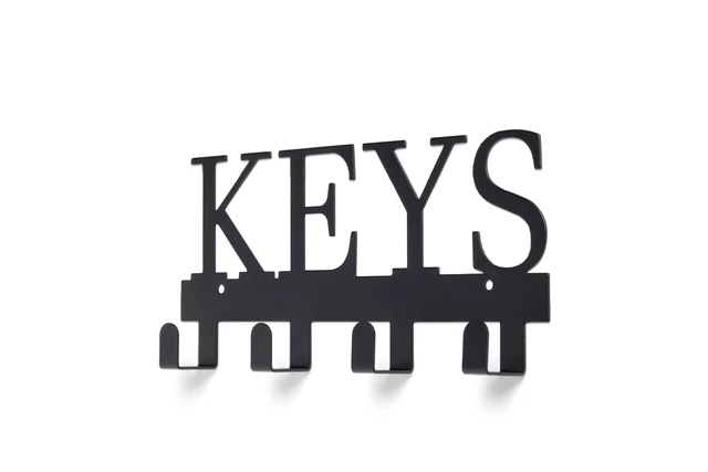 Alt view image 5 of 5 - Mainstays 10-Inch Shelf Mail and Key Wall Mount Rack Organizer with 4 Key Hooks for Leashes and Keychains, 2 lbs Capacity, Black, 1 Pack