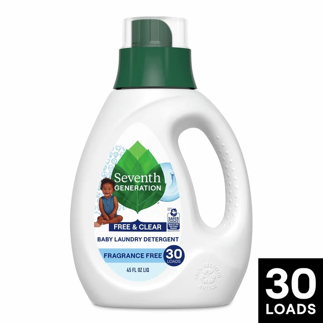 Alt view image 4 of 5 - Seventh Generation Baby Laundry Detergent Unscented, 45 oz, Up to 30 Loads, Removes Baby Stains