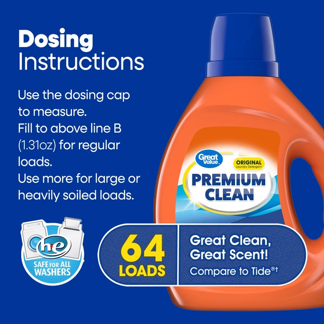 Alt view image 5 of 6 - Great Value Premium Clean Original Laundry Detergent, 84fl oz, 64 Loads