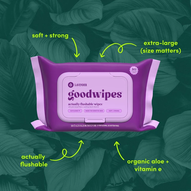Alt view image 6 of 6 - Goodwipes Flushable Butt Wipes, Lavender Scented, 3 Pack, 150 Count
