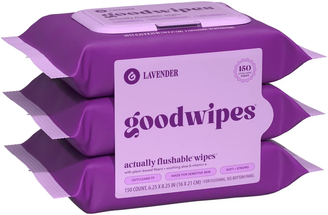 Alt view image 2 of 6 - Goodwipes Flushable Butt Wipes, Lavender Scented, 3 Pack, 150 Count