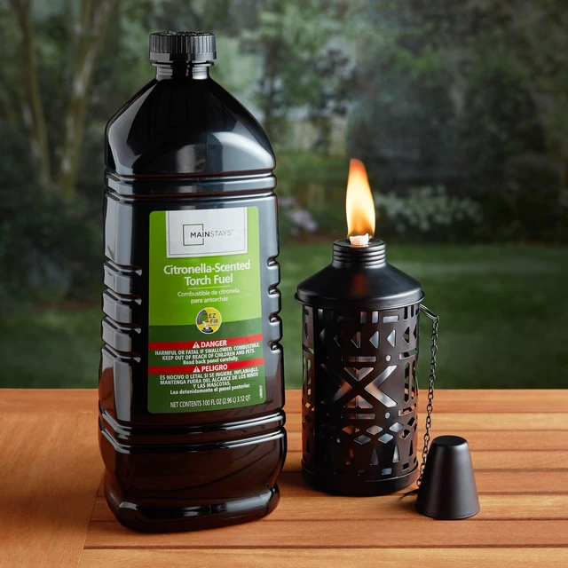 Alt view image 5 of 6 - Mainstays Citronella-Scented Torch Fuel, 100oz Easy Pour Bottle, for Patio, Garden, and Backyard Torches & Tabletop Use