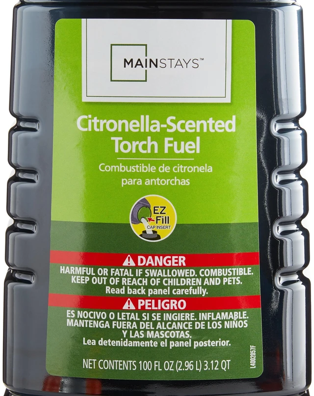 Alt view image 2 of 6 - Mainstays Citronella-Scented Torch Fuel, 100oz Easy Pour Bottle, for Patio, Garden, and Backyard Torches & Tabletop Use
