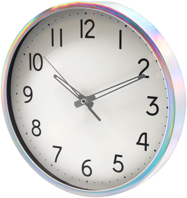 Main image of Mainstays 12" Quartz Iridescent Indoor Wall Clock with Easy Read Large Bold Numbers