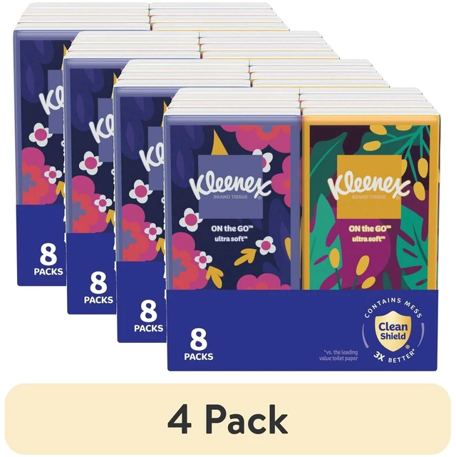 Main image of Kleenex On-The-Go 3-Ply Travel Tissues, 32 Pack, 8 Pack (80 Total Tissues)