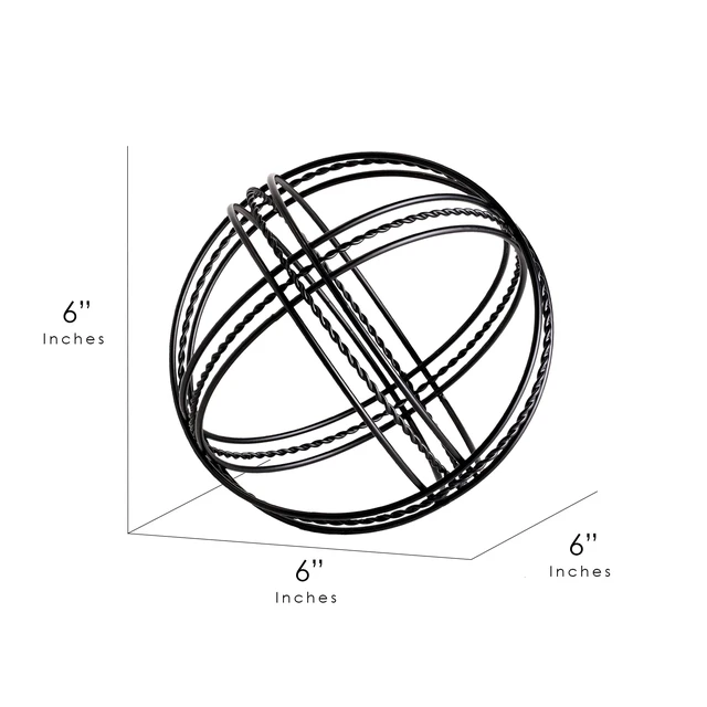 Alt view image 4 of 6 - Mainstays Metal Abstract Orb 6" Black Modern Accent Tabletop Decoration