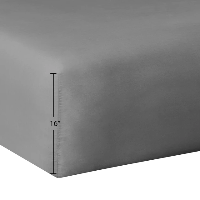 Alt view image 4 of 4 - Mainstays CVC Cotton Blend Fitted Sheet, Soothing Gray, Twin/Twin XL