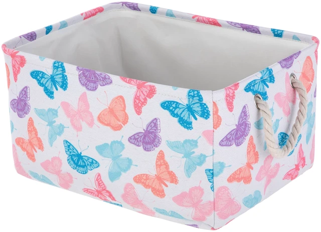 Main image of Your Zone Kids Butterfly Canvas Storage Basket With Handles, 15in x 11in x 7.8in