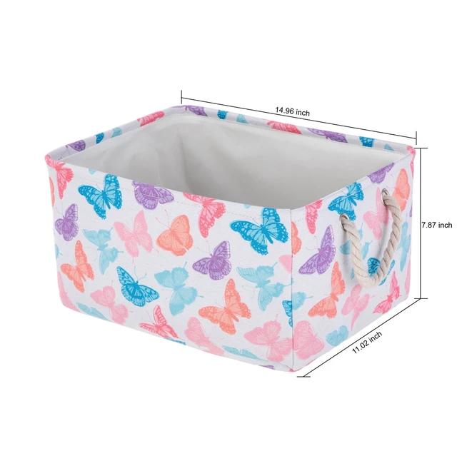 Alt view image 5 of 6 - Your Zone Kids Butterfly Canvas Storage Basket With Handles, 15in x 11in x 7.8in