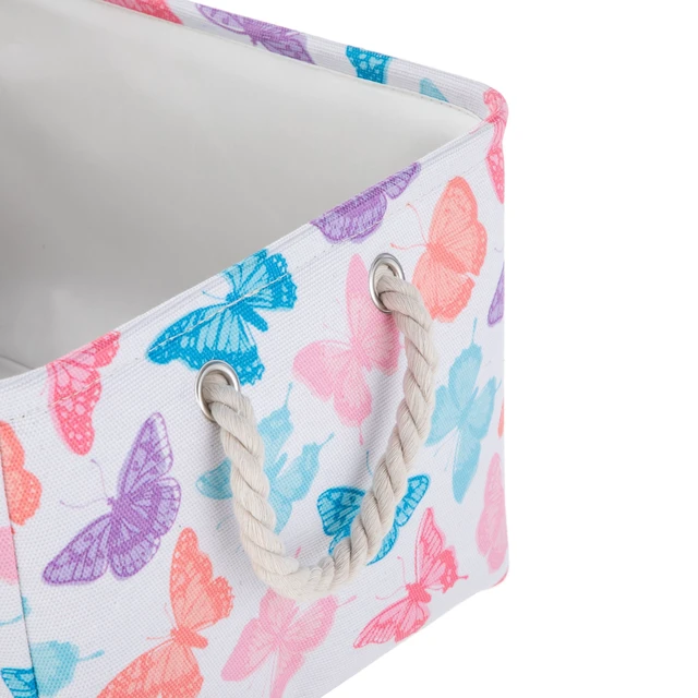 Alt view image 3 of 6 - Your Zone Kids Butterfly Canvas Storage Basket With Handles, 15in x 11in x 7.8in