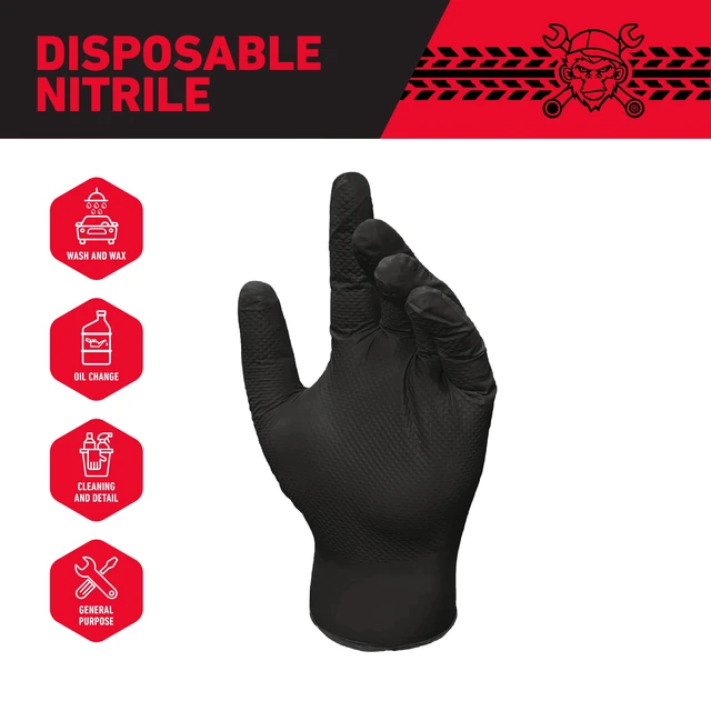 Alt view image 3 of 6 - Grease Monkey Nitrile Disposable Gloves, Latex Free, Touchscreen, Black, Large, 50 Pack
