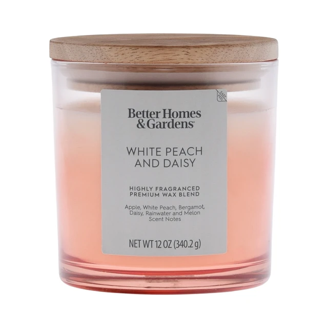 Alt view image 5 of 6 - Better Homes & Gardens White Peach & Daisy Scented 2-Wick Ombre Jar Candle, 12oz