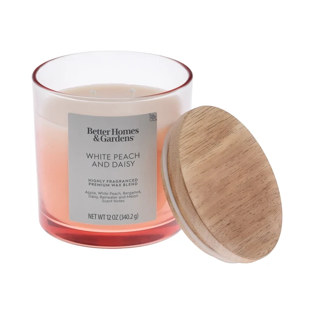 Alt view image 4 of 6 - Better Homes & Gardens White Peach & Daisy Scented 2-Wick Ombre Jar Candle, 12oz