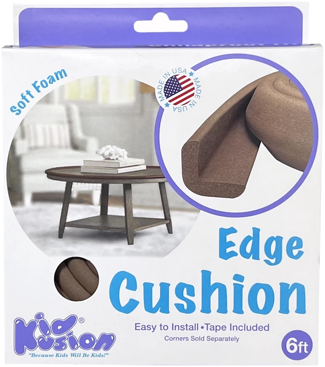 Main image of KidKusion Foam Rubber Edge Guard for Toddler, Table, Desk, Cabinet, 6ft, 1 Count, Brown