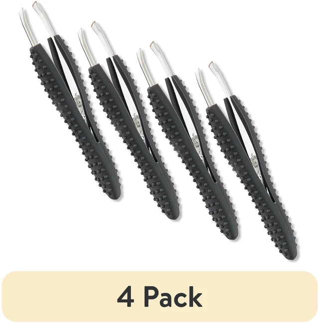 Main image of Equate Stainless Steel Easy-Grip Slant-Tip Tweezers (4-Pack)