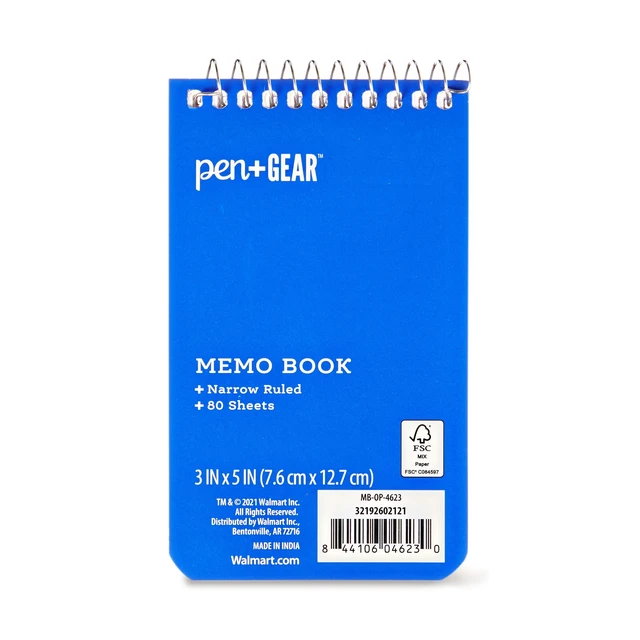 Alt view image 6 of 6 - Pen+Gear Wirebound Memo Book, 22 Pack, 3 x 5 Inch, Narrow Ruled, 80 Sheets, Blue Cover
