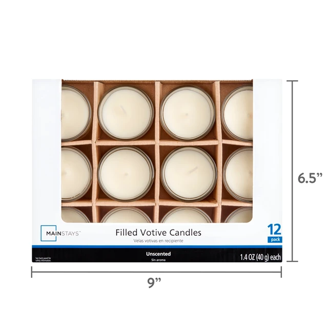 Alt view image 4 of 5 - Mainstays Unscented Filled Votive Glass Candles, Ivory, 12-Pack