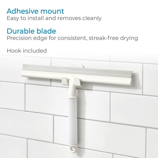 Alt view image 2 of 5 - iDesign Shower Squeegee with Adhesive Hook, Orleans Collection, Coconut/White