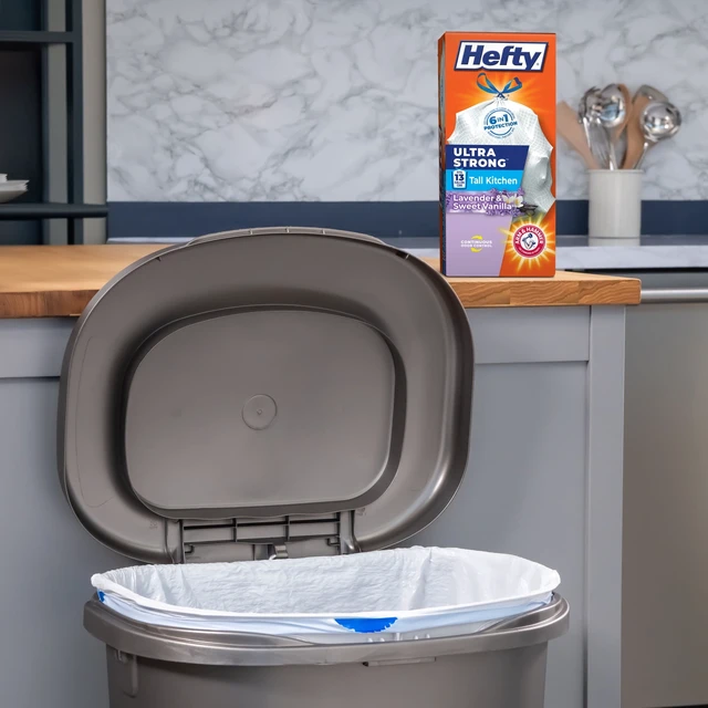 Alt view image 6 of 6 - Hefty Ultra Strong 13 Gallon Tall Kitchen Trash Bags, White, Lavender and Sweet Vanilla Scent, 40 Bags